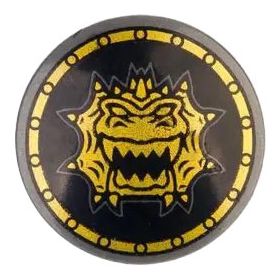 LEGO Round Flat Shield with Gold Dragon Head with Jagged Teeth Pattern [CLONE]