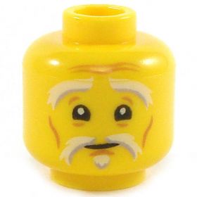 LEGO Head, White Moustache, Goatee and Eyebrows [CLONE]