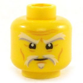 LEGO Head, White Moustache, Soul Patch and Arched Eyebrows
