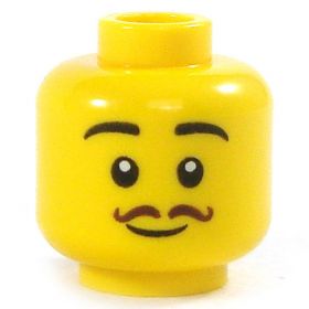 LEGO Head, High Eyebrows, Brown Curly Moustache