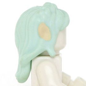 LEGO Hair, Female, Long and Wavy, Aqua with Tan Ears
