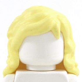 LEGO Hair, Female, Long and Wavy with Side Part, Light Yellow (Rubber)