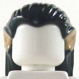 LEGO Hair, Long and Straight with Braid in Back, Black with Light Brown Ears