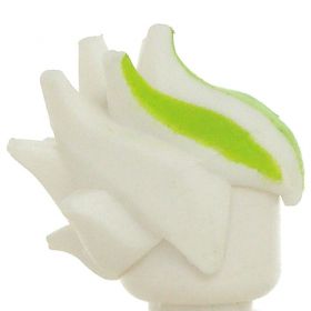 LEGO Hair, Large Spikes, White with Lime Green Stripes