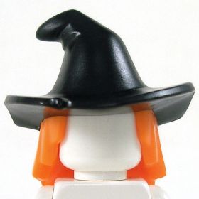 LEGO Hair, Female, Mid-Length, Orange with Black Pointed Hat