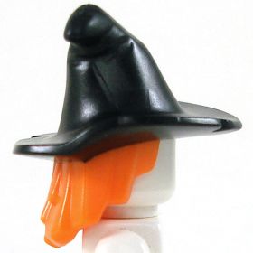 LEGO Hair, Female, Mid-Length, Orange with Black Pointed Hat