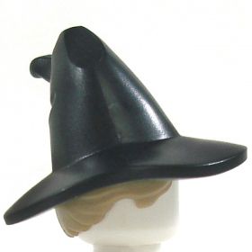 LEGO Hair, Female, Short, Dark Tan with Large Black Hat