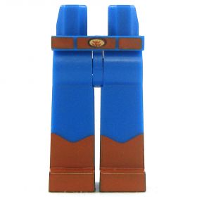 LEGO Legs, Long Blue Pants with Brown Belt, Tall Boots