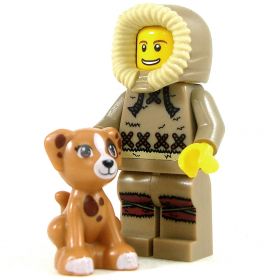 LEGO Dog, Puppy, Sitting, Light Brown with Reddish Brown Spots