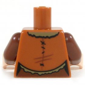 LEGO Torso, Female, Dark Orange Vest over Brown Shirt, Necklace