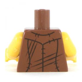 LEGO Torso, Brown Tied Vest, Bare Arms [CRACKED]