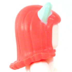 LEGO Hair, Female, Coral-colored with Light Aqua Ears