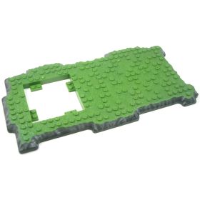 LEGO Terrain Plate, Mega Bloks, Large 16x32, Green with Dark Gray Edges, Square 8x8 Hole