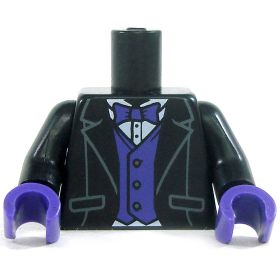 LEGO Torso, Black Jacket, Purple Bow Tie and Vest