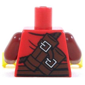 LEGO Torso, Red Keikogi with Dark Red Undershirt, Ropes and Medallion