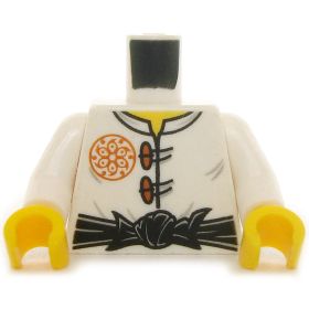 LEGO Torso, White Shirt with Frog Closures, Black Belt, Flute on Back