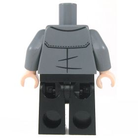 LEGO Dark Bluish Gray Trenchcoat over Red Shirt, Black Pants