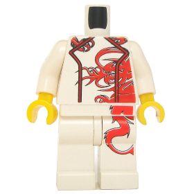 LEGO White Outfit with Large Red Dragon Design