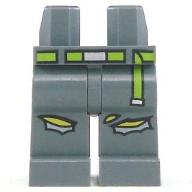 LEGO Legs, Dark Bluish Gray with Lime Belt, Ripped