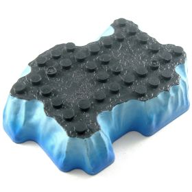 LEGO Terrain Plate, Mega Bloks, Medium 10x6 Raised Plateau, Dark Gray with Blue Sides