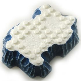 LEGO Terrain Plate, Mega Bloks, Medium 10x6 Raised Plateau, White with Dark Blue Sides