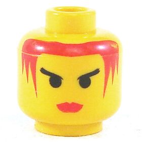 LEGO Head, Female, Red Hair and Angled Eyebrows