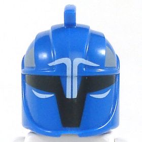 LEGO Helmet, Eye and Mouth Slits, Small Crest, Blue with White Decoration