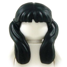 LEGO Hair, Female, Long with Pigtails over Shoulders, Black