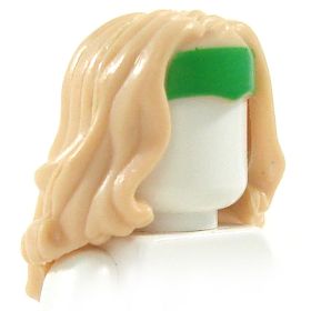 LEGO Hair, Female, Long and Wavy with Center Part, Blonde with Green Headband