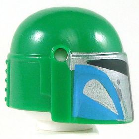 LEGO Helmet, Eye and Mouth Slits, Green with Silver and Blue Markings