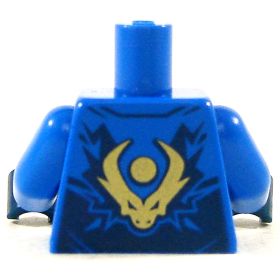 LEGO Torso, Blue Layered Shirt with Dark Blue Bottom, Gold Dragon on Back