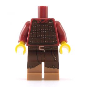 LEGO Dark Red Torso with Banded Leather Armor, Dark Tan Legs