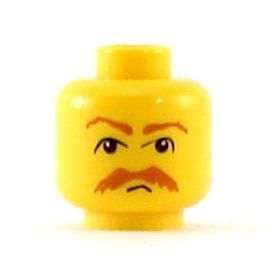 LEGO Head, Brown Bushy Moustache and Eyebrows