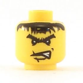 LEGO Head, Scar Across Lip, Angry Black Eyebrows and Messy Hair