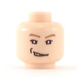 LEGO Head, Brown Eyebrows, Sneer