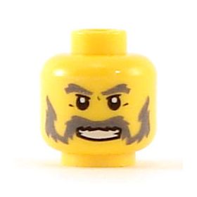 LEGO Head, Dark Bluish Gray Handlebar Moustache and Sideburns