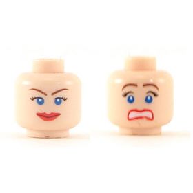 LEGO Head, Female, Light Flesh with Blue Eyes, Dual Sided: Scared / Smile