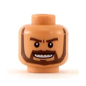 LEGO Head, Medium Flesh, Dark Brown Beard, Grin with Teeth