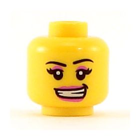 LEGO Head, Female with Pink Lips and Eye Shadow, Open Smile