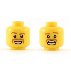 LEGO Head, Eyebrows and Moustache, Dual Sided: Happy / Scared