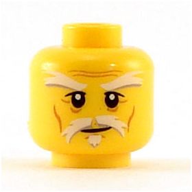 LEGO Head, White Moustache, Goatee and Eyebrows