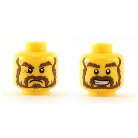 LEGO Head, Dark Brown Beard, Dual Sided Head, Bushy Eyebrows