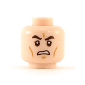 LEGO Head, Black Eyebrows, Cheek Lines, Frown/Grimace