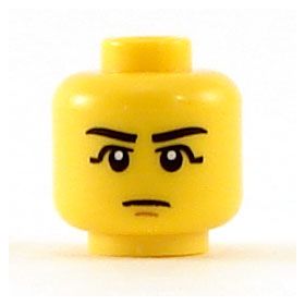 LEGO Head, Black Eyebrows, Black Eye Shadow (Egyptian), Slightly Rounded