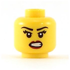 LEGO Head, Female with Eyebrows, Eyelashes, Bared Teeth, Red Lips