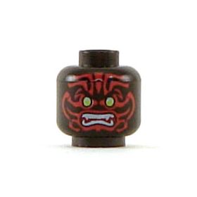 LEGO Head, Black with Green Eyes, Red Face Decoration