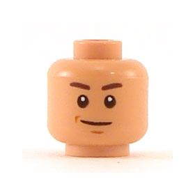 LEGO Head, Brown Eyebrows, Chin Dimple, Smile