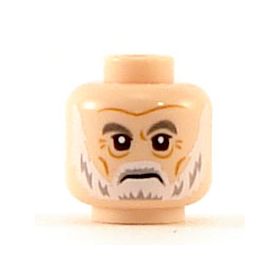 LEGO Head, Gray Eyebrows, Gray and White Beard, and Wrinkles