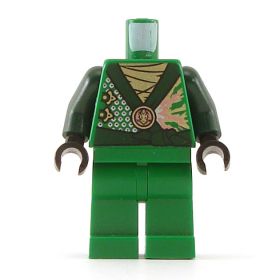 LEGO Green Keikogi with Dark Green Arms and Sash, Studs and Fire Pattern