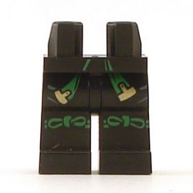 LEGO Legs. Black with Green Sash and Tied Knees